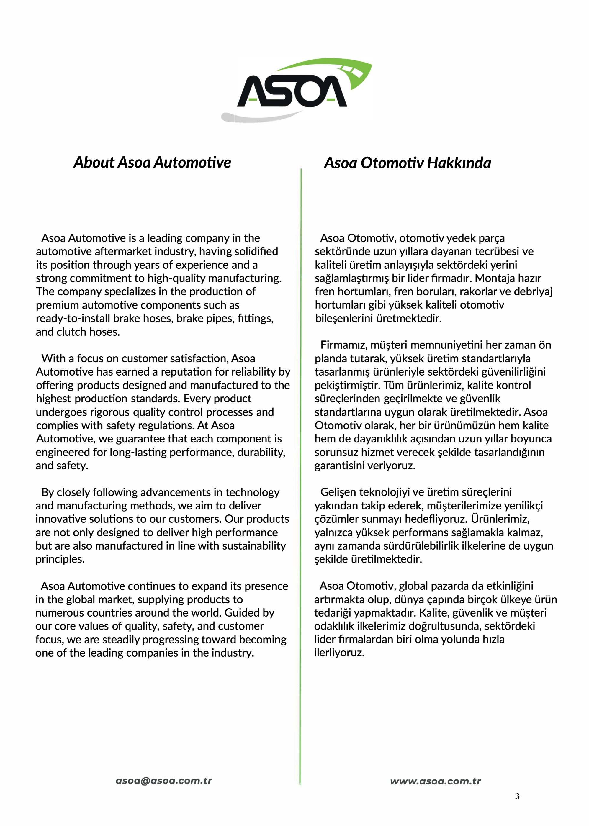 2025 Asoa Otomotiv Güncel Ürün Kataloğu - Fren hortumu